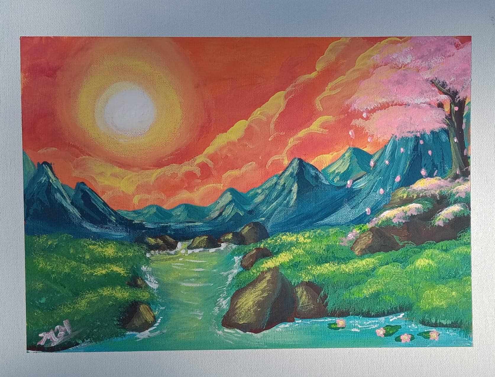 Over the mountain - ART PRINT of original Acrylic painting