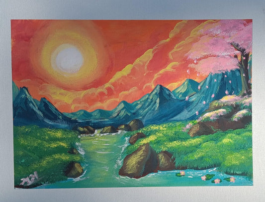 Over the mountain - ART PRINT of original Acrylic painting