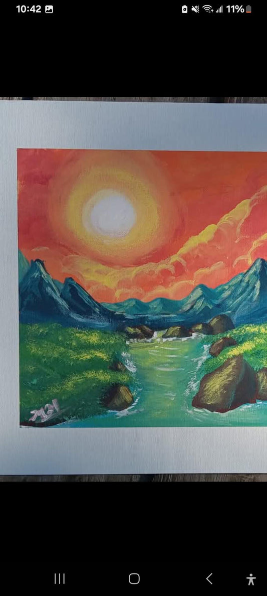 Over the mountain - ART PRINT of original Acrylic painting