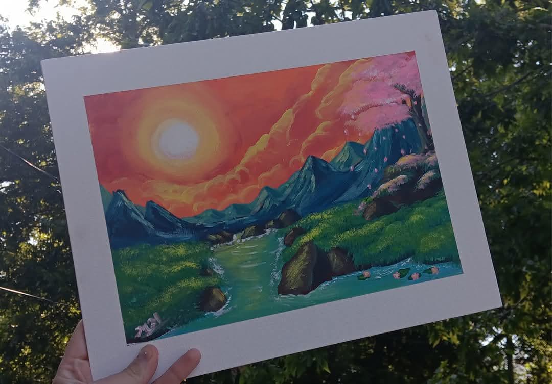 Over the mountain - ART PRINT of original Acrylic painting